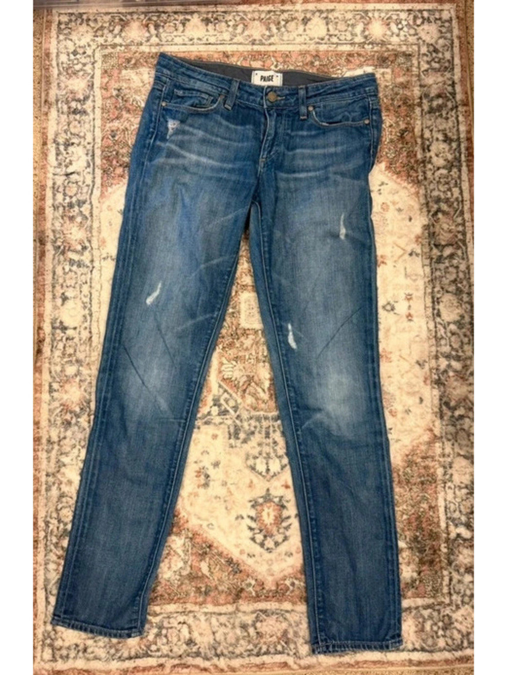 PAIGE Skyline Ankle Peg Jeans Size 27 Medium Wash Premium Denim